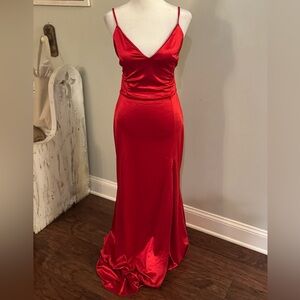 Windsor Striking Red Satin Prom Dress